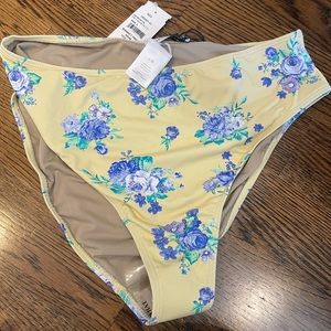 NWT WEWOREWHAT Golden Hour Floral High waist bikini bottom Dbl Cream Multi LARGE
